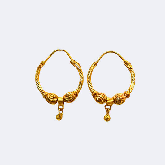 Golden Blossom Hoop Earrings-RDJE04
