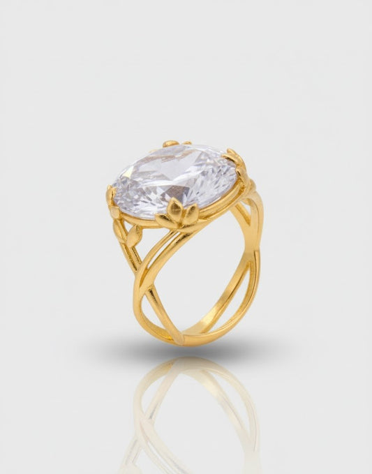 Luminous Leaf Solitaire Ring-RDJSR07